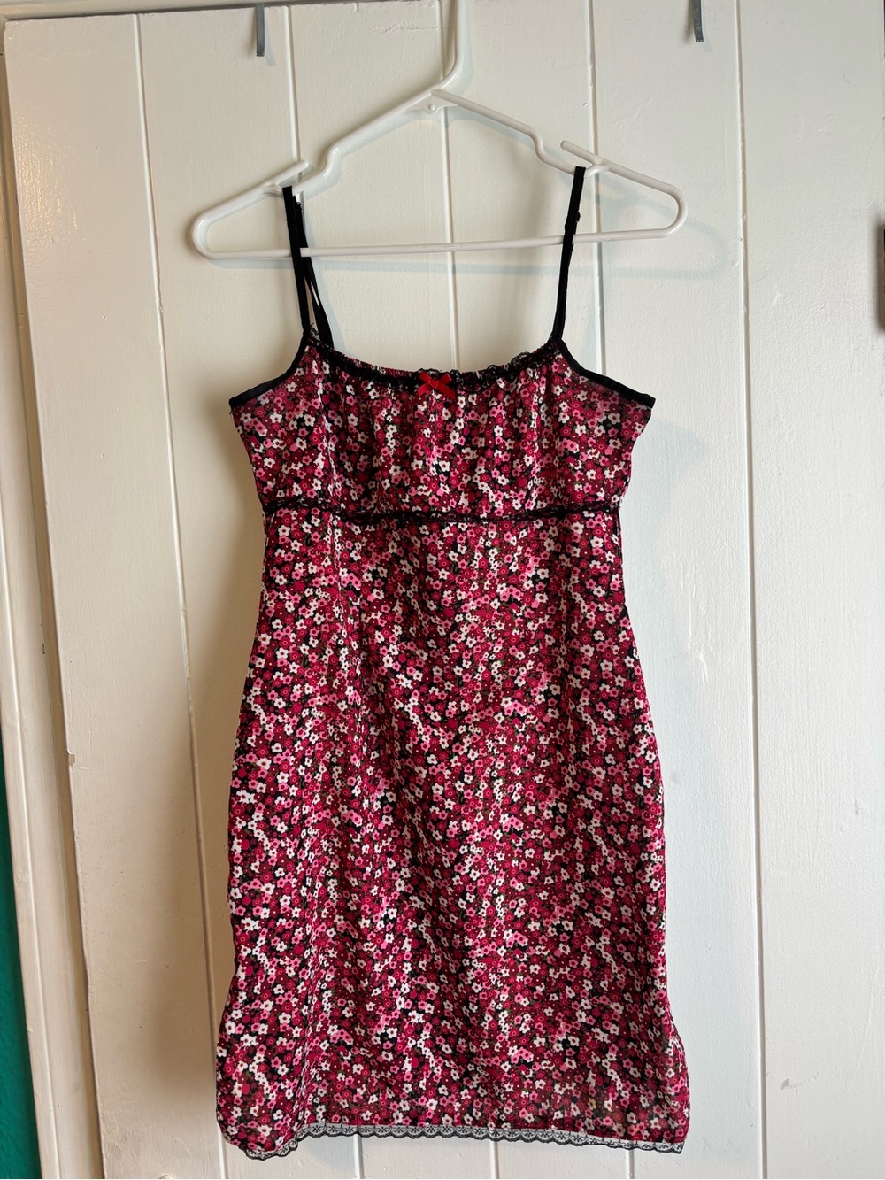 90s inspired mini floral slip dress